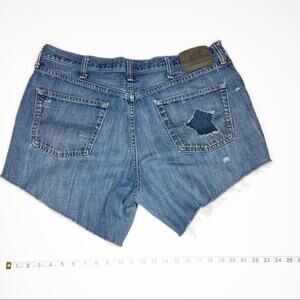 Lee Custom Star Cut Distressed Denim Cut Off Shorts Sz L